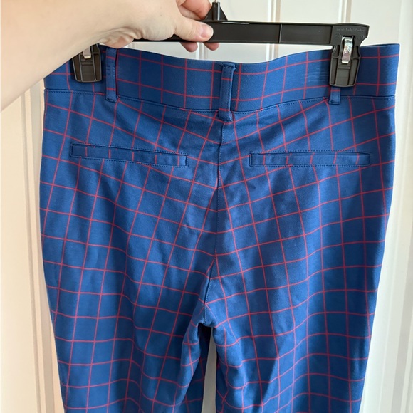 Betabrand blue/red windowpane print flared pants, size MLong - Picture 4 of 5